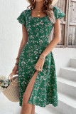 Floral Print Square Neck Short Sleeve Dress