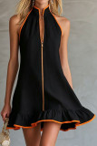 Sleeveless Contrasting Ruffle Edge Dress