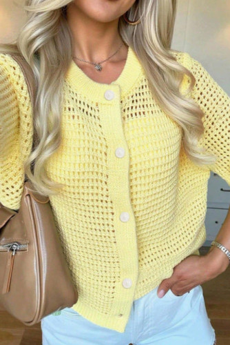 Round Neck Short Sleeved Knitted Sweater