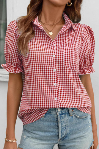 Printed Bubble Short Sleeve Lapel Shirt