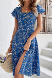 Floral Print Square Neck Short Sleeve Dress