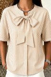 Striped Butterfly Bow Short Sleeved Shirt