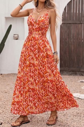 Bohemian V-neck Waist Cinched Dress