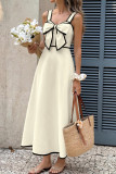 Retro Bow Waist Cinching Suspender Dress