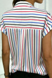 Lapel Striped Short Sleeved Shirt