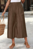 Pocket Elastic Waist Casual Wide Leg Pants