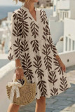 Bohemian V-neck Seven Quarter Sleeved Dress
