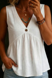V-neck Button Sleeveless Tank Top