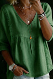 Large Size Seven Quarter Sleeve V-neck Shirt