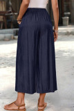 Pocket Elastic Waist Casual Wide Leg Pants