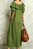 Round Neck Ruffled Short Sleeved Dress