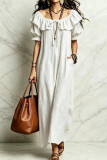 Round Neck Ruffled Short Sleeved Dress