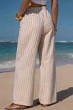 Striped Printed Elastic Waist Wide Leg Pants