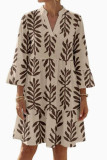 Bohemian V-neck Seven Quarter Sleeved Dress