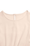 Flying Sleeve Round Neck Waist Cinched Dress