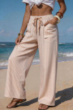 Striped Printed Elastic Waist Wide Leg Pants