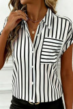 Lapel Striped Short Sleeved Shirt