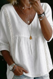 Large Size Seven Quarter Sleeve V-neck Shirt