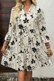 Bohemian V-neck Seven Quarter Sleeved Dress