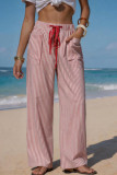 Striped Printed Elastic Waist Wide Leg Pants