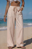 Striped Printed Elastic Waist Wide Leg Pants
