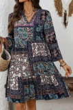 Bohemian V-neck Seven Quarter Sleeved Dress