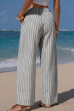 Striped Printed Elastic Waist Wide Leg Pants