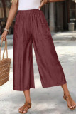 Pocket Elastic Waist Casual Wide Leg Pants