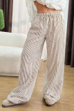 High Elastic Waist Striped Wide Leg Pants