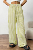 High Elastic Waist Striped Wide Leg Pants