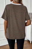Round Neck Striped Short Sleeved T-shirt