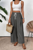 Elastic Waist Solid Color Wide Leg Pants