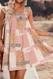 Bohemian U-neck Ruffle Sleeve Dress