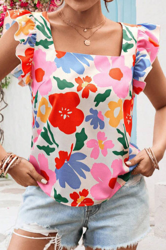 Floral Printed Flying Short Sleeved Shirt
