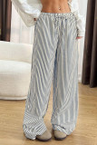 High Elastic Waist Striped Wide Leg Pants
