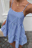 Checkered Printed Camisole Backless Dress
