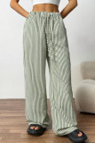 High Elastic Waist Striped Wide Leg Pants