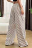 High Elastic Waist Striped Wide Leg Pants