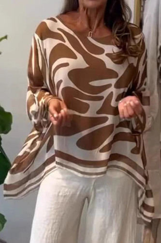 Round Neck Irregular Printed Shirt