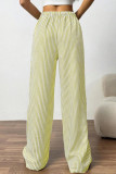 High Elastic Waist Striped Wide Leg Pants