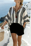 Striped Printed V-neck Short Sleeved Shirt