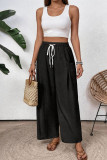 Elastic Waist Solid Color Wide Leg Pants