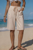 Striped Printed Elastic Waist Shorts
