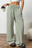 High Elastic Waist Striped Wide Leg Pants