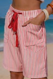 Striped Printed Elastic Waist Shorts