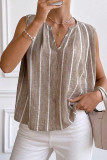 Striped Sleeveless V-neck Tank Top
