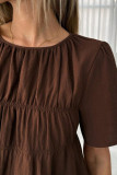 Solid Color Pleated Short Sleeved T-shirt