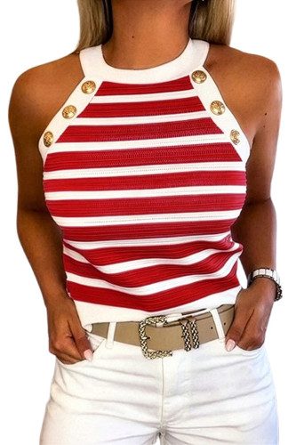 New Summer Striped Sleeveless Vest
