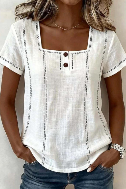 Square Collar Short Sleeved Shirt