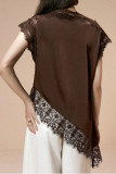 Solid Color Lace Sleeve T-shirt